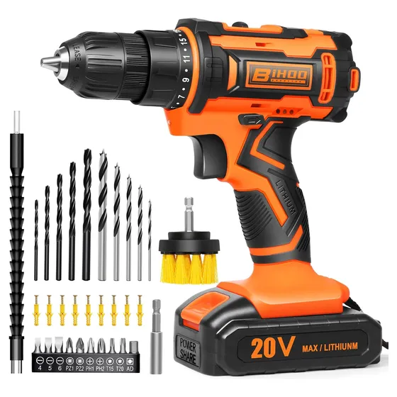 Juego De Taladro De 20 V, Taladro Inalámbrico Con Batería Y 
