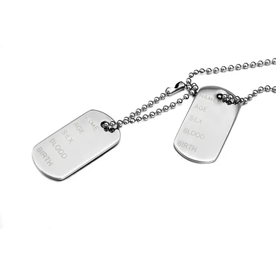 Corrente Placa Identificação Dog Tag Sem Silenciadores Aço