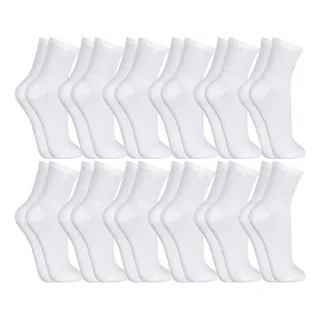 Kit 12 Pares Meias Masculina Cano Alto Branca G 100% AlgodĂŁo Kit 12 Pares Meias Masculina Cano Alto Branca G 100% AlgodĂŁo