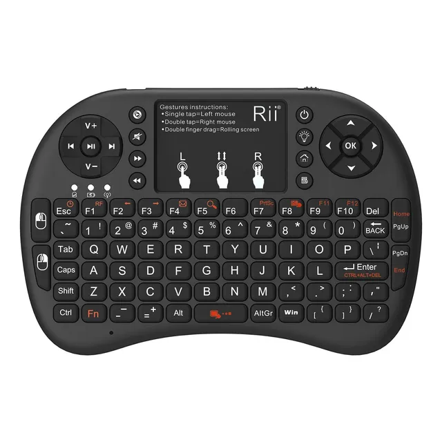 Mini Teclado Inalámbrico, Panel Táctil Para Tv | Black/rii