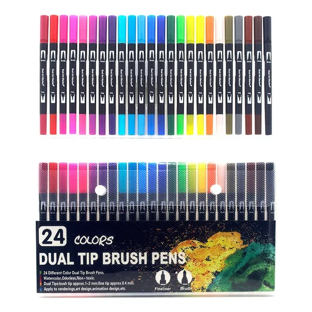 Plumones Dual Brush Pens Marcadores Doble Punta 24 Colores