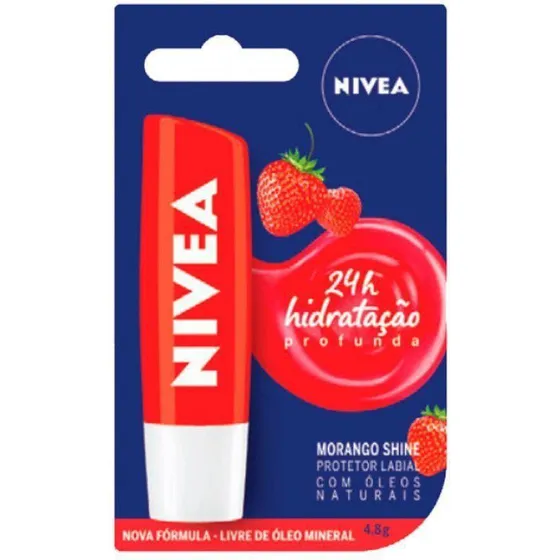 Kit 05 Hidratante Labial Frutilla Shine 24h - 4,8g - Nivea