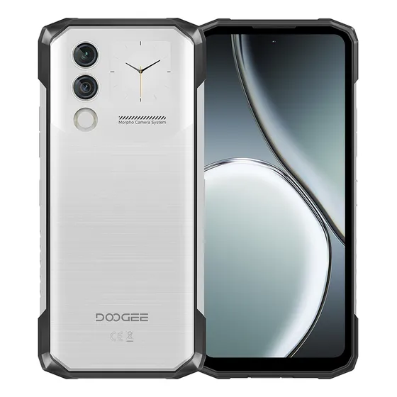 Smartphone Doogee BLADE 10 MAX con doble SIM plateado, 256 GB de almacenamiento, 20 GB de RAM, pantalla de 6,56 pulgadas, 4G/LTE, procesador Unisoc T606, juegos y diseño robusto.