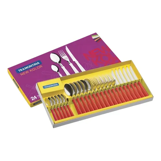 Juego De Cubiertos Tramontina 24 Piezas Color Rojo | Cuotas sin interés