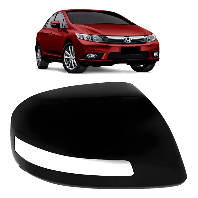Capa Retrovisor Civic 2012 2013 2014 2015 2016 Preta C/ Furo