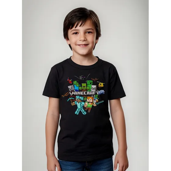 Camisa Infantil Camiseta Minecraft Juvenil Algodão Roupa