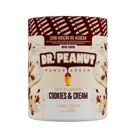 Suplemento em  pasta Dr. Peanut  Pasta de amendoim Avelã com Whey Protein gorduras sabor  cookies and cream em pote de 650g