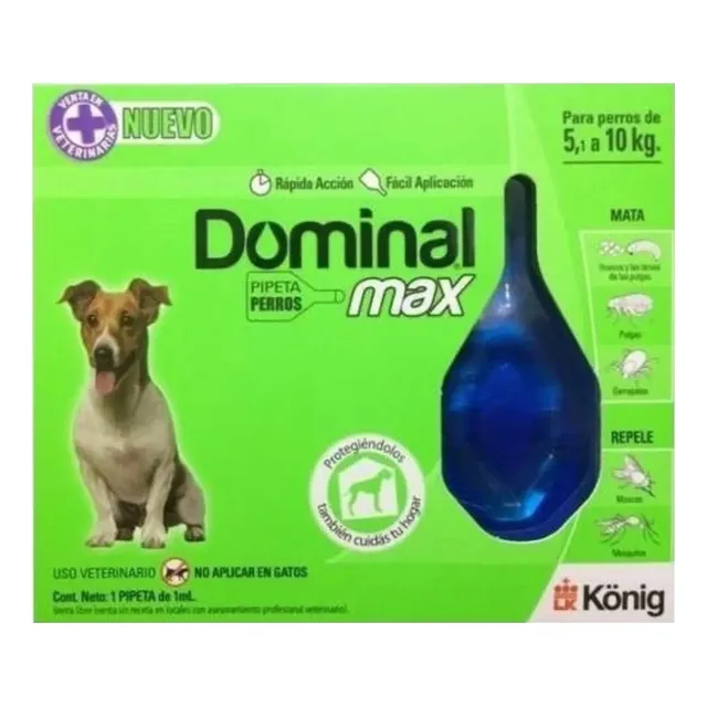 Pipeta Antipulgas Dominal Max Para Perros Entre 5 Y 10 Kg