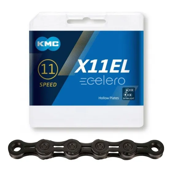 Cadena Kmc X11 El 11v 118 L Blacktech Light Ruta Mtb- Celero