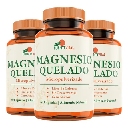 Magnesio Quelado Pack 3 Unidades 180 Cápsulas