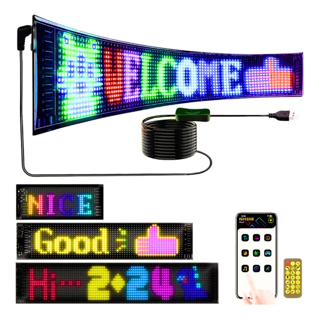 Painel Led Letreiro Matriz Digital Flex Carro 5v 595mmx120mm