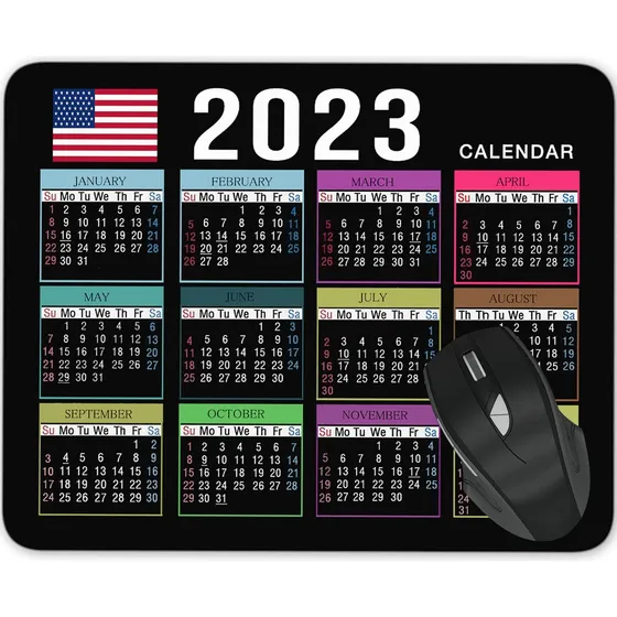 Alfombrilla Mouse Calendario 2023 Cuadrada Impermeable Base