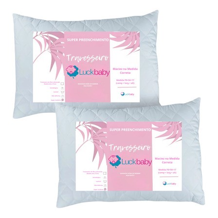 Kit 2 Travesseiros Fibra Luxo Antialérgica 70c E 50c Branco Kit 2 Travesseiros Fibra Luxo Antialérgica 70c E 50c Branco