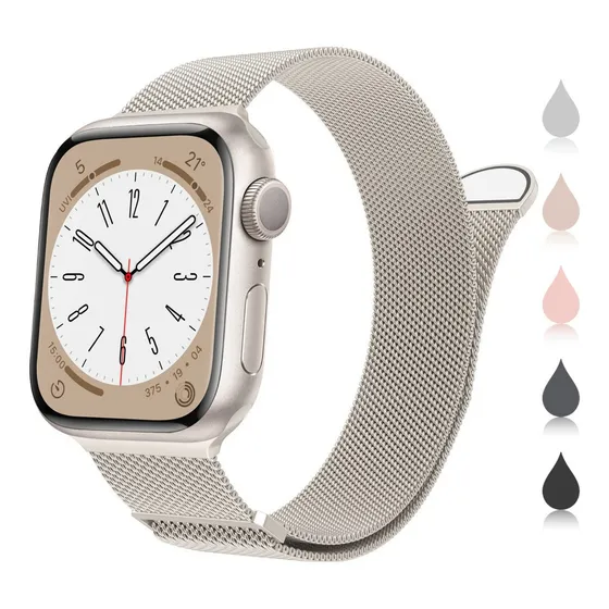 Correa Para Apple Watch 45/44/42/41/40/38mm Iwatch 8 7 6 Se5 Ancho De La Correa 0.6 Cm Color Star Light-38mm/40mm/41mm