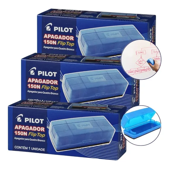 Kit Apagador 3un Quadro Branco 150n Flip Top Pilot P/ Wbm-7