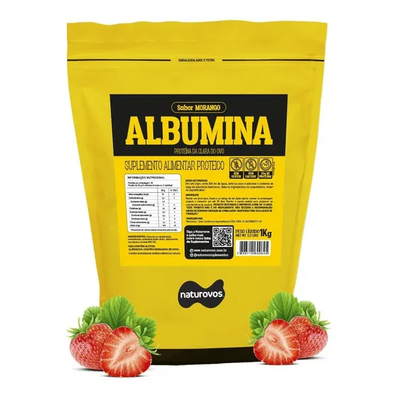 Albumina Naturovos 1kg - Morango