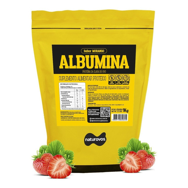 Albumina Naturovos 1kg - Morango Albumina Naturovos 1kg - Morango