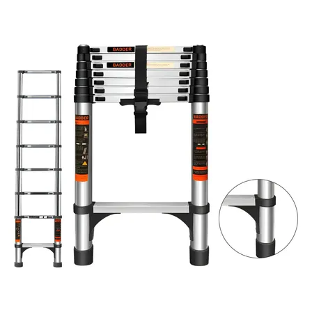 Escada Telescopica Multifuncional 3,1m 9 Degraus Inox Prata Prateado
