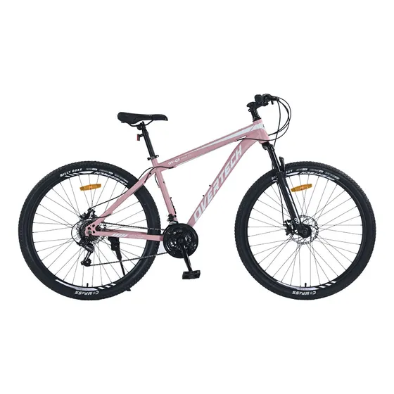Bicicleta Mtb Overtech Q5 R29, 21v Con Shimano, Freno A Disco, Con Suspensión, Color Rosa/gris Claro Tamaño Del Cuadro M