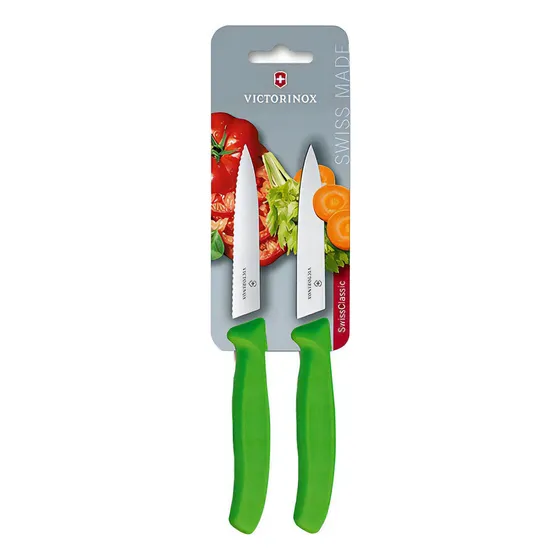 Juego Cuchillos Verdura Color Verde. Hoja 10 Cm. Victorinox Color Verde