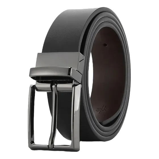 Correa Cinturón De Cuero Caballero Reversible Negro - Marrón