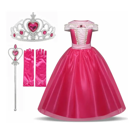 Dizfras Vestido De Niña Princesa  Bella Frozen +  Accesorios