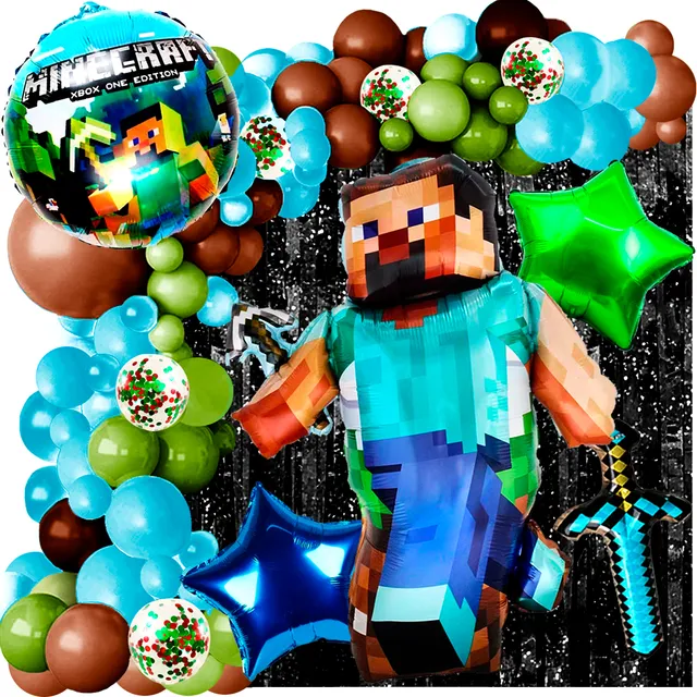50 Art Globos Minecraft Steve Juego Creeper Cuadrado Deco753