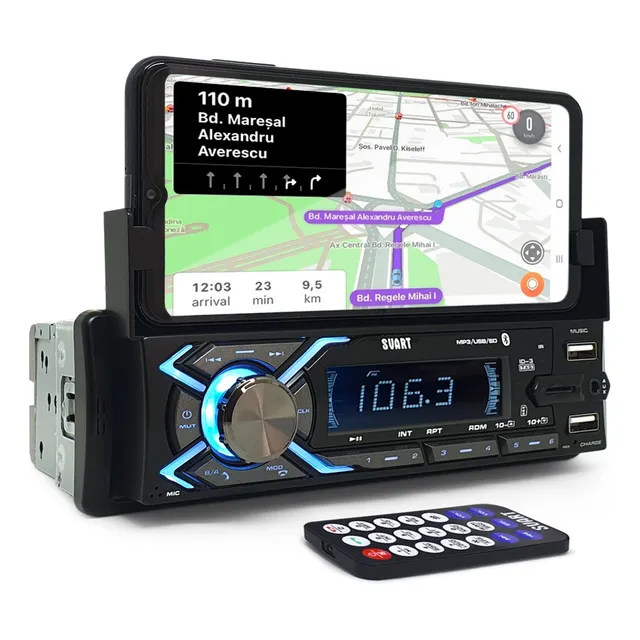 Rádio C/ Suporte Celular Twingo Bluetooth Usb Com Controle