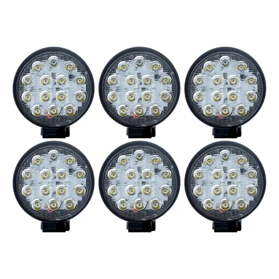 Faro Led Auxiliar Redondo 12v 24v Exterior 14 Led 42w X6