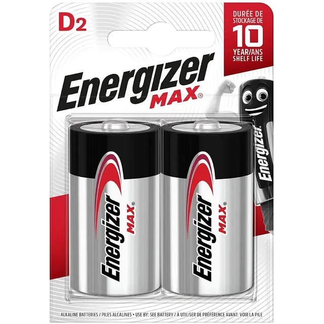 2 X Pilas Alcalinas Grande Tipo D Energizer Max Blister 