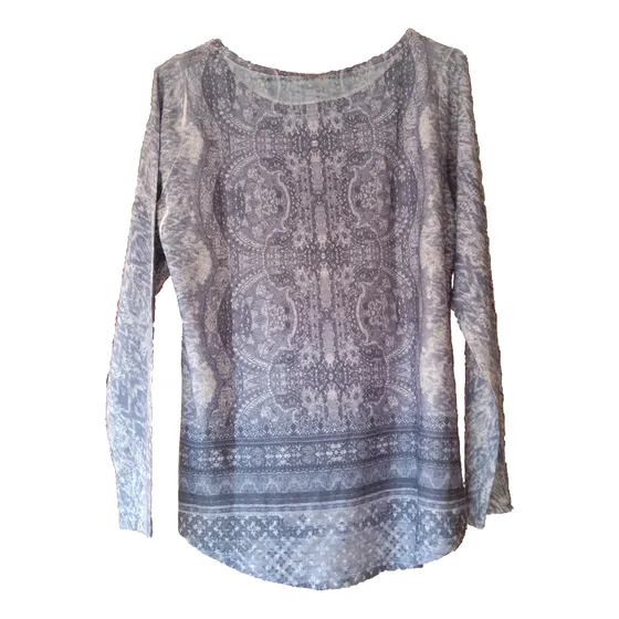 Blusa De Vestir Azul Con Estampado Decorativo Stefano Cocci