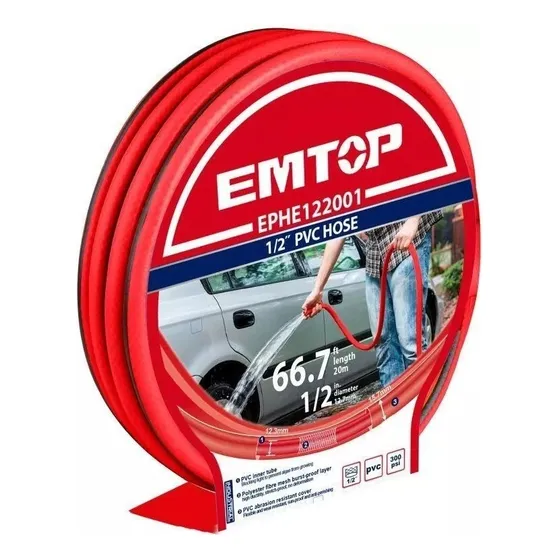 Manguera Rollo 20 Mts 1/2 PuLG Agua Resistente 300 Psi Emtop