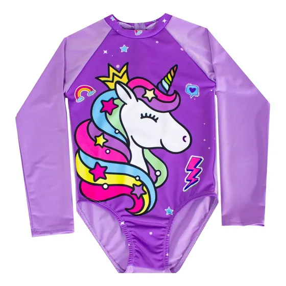 Traje De Baño De Unicornio Para Niñas Manga Larga