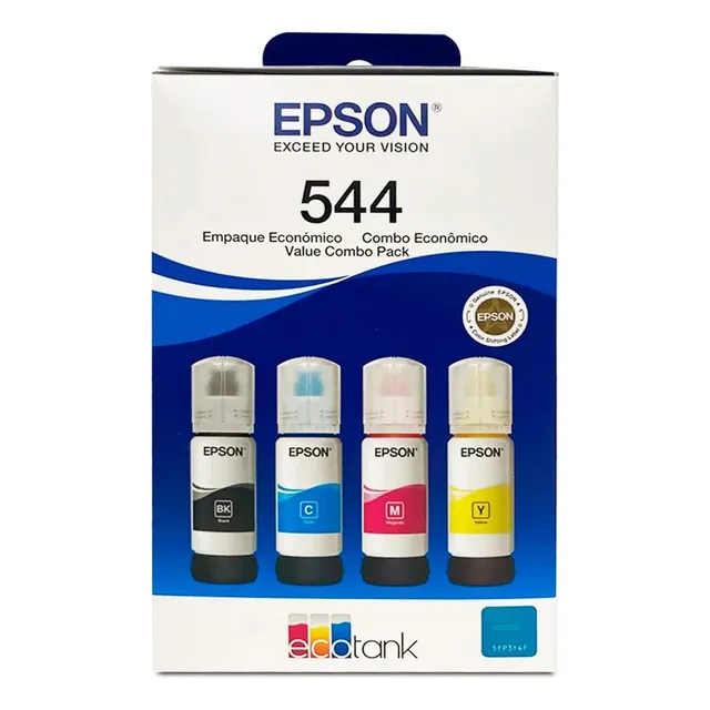 Kit De 4 Tintas Epson T544, Negro, Amarillo, Magenta Y Cyan