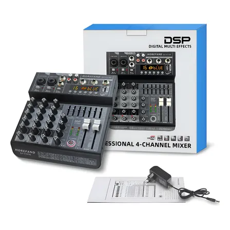 Mixer 4 Canais: Bt5.0/usb/48v+7eq-áudio 24bit Palco/estúdio 12v