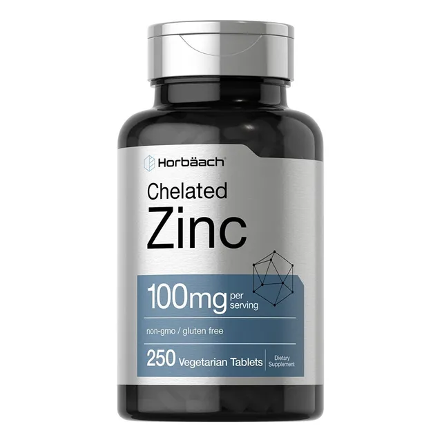 Zinc Quelado 100mg (250 Tabletas) Alta Potencia Horbaach Sabor S/n
