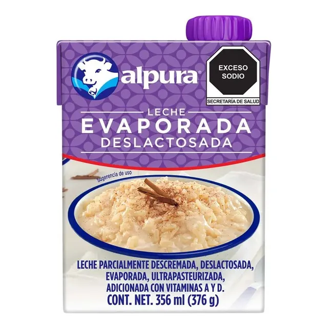 2 Pza Leche Evaporada Alpura Deslactosada 356 Ml