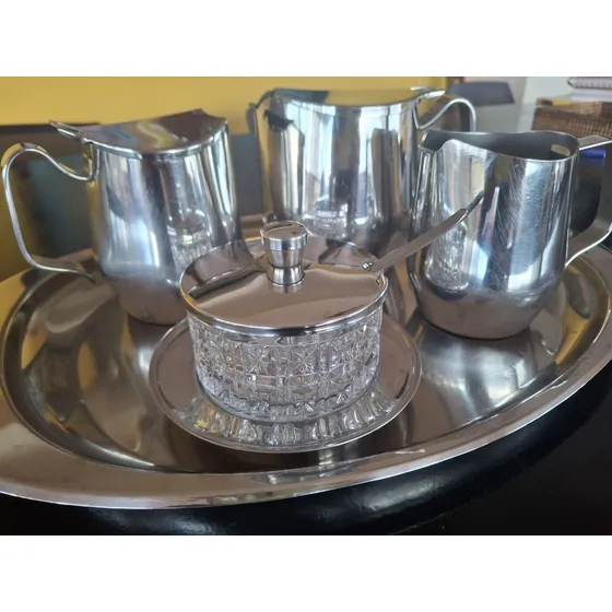 Juego De Café Y Té Italiano Marca Alfra Alessi Acero Inoxida