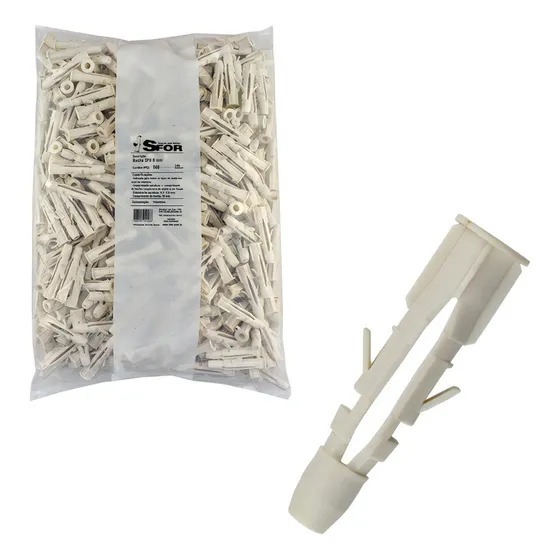 Bucha Sfor 8mm Sfu P/ Tijolo Oco Ou Maciço - Pct 500 Pç