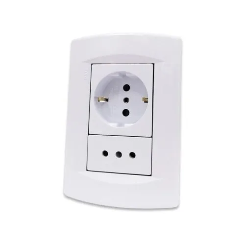 Plaqueta Armada C/toma Corriente 3 En Linea + Schuko Sica