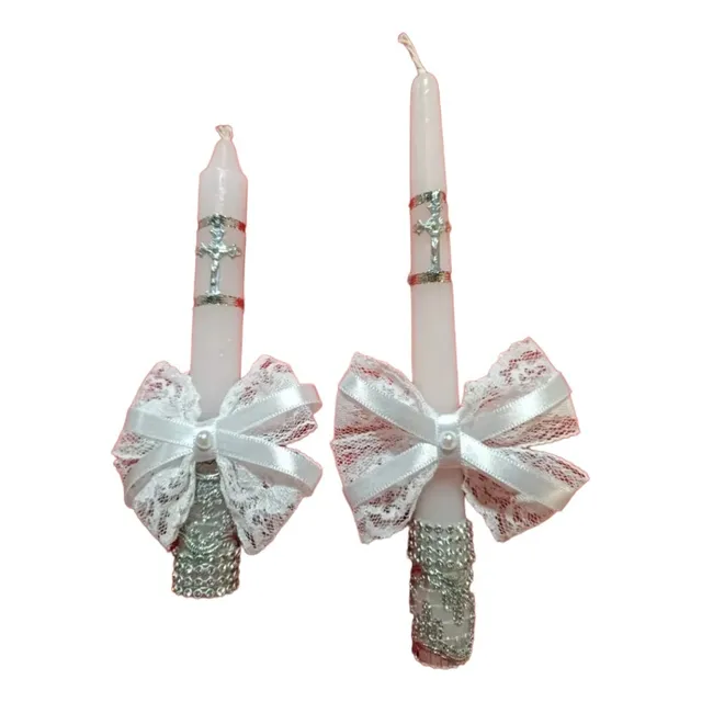 Velas Bautismo, Comunión Largas Con Moño O Rosario 