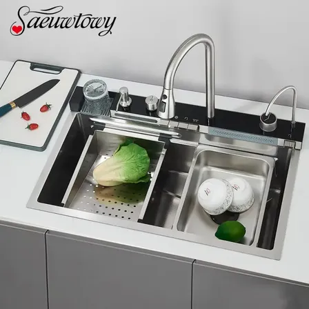 Cuba Gourmet De Aço Inoxidável 75x46 Cm Com Torneira Monocomando E Display De Temperatura Prateado