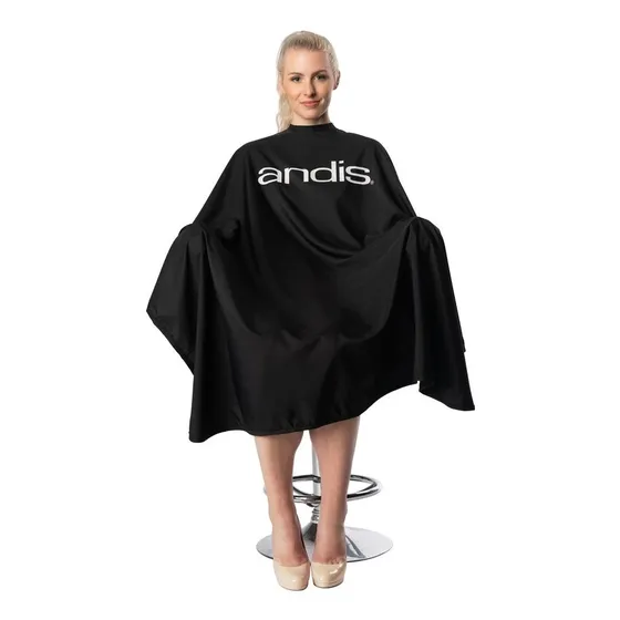 Capa O Manta Andis Barberia  Negra Con Logo Y Broches 