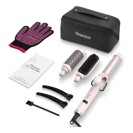 Modelador De Cachos 3 Em 1 Gokoco Gd034 Controle Temperatura Cor Rosa 127/220v