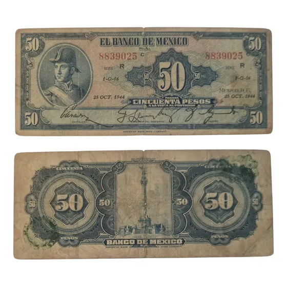 Billetes Mundiales : Mexico 50 Pesos  1944