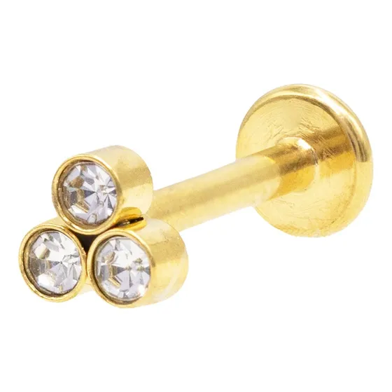 Piercing Lbjmb18g Helix Con 3 Piedras Color Dorado 316l 1un