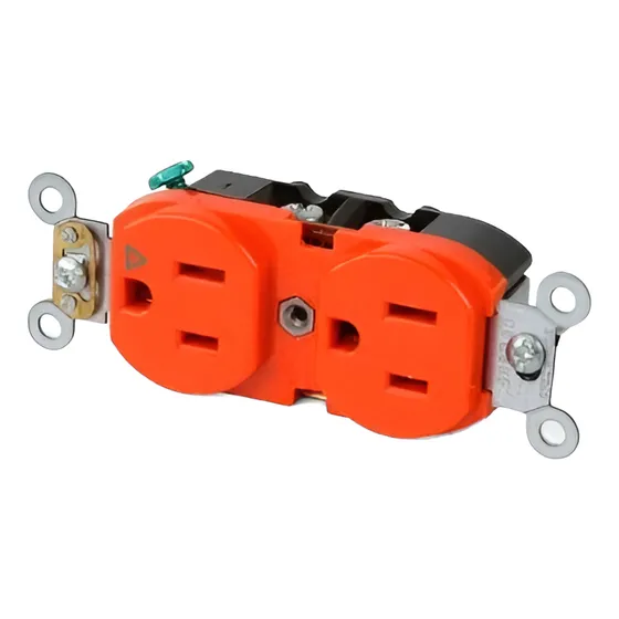 Tomacorriente Doble Sin Tapa 125v Naranja Q7