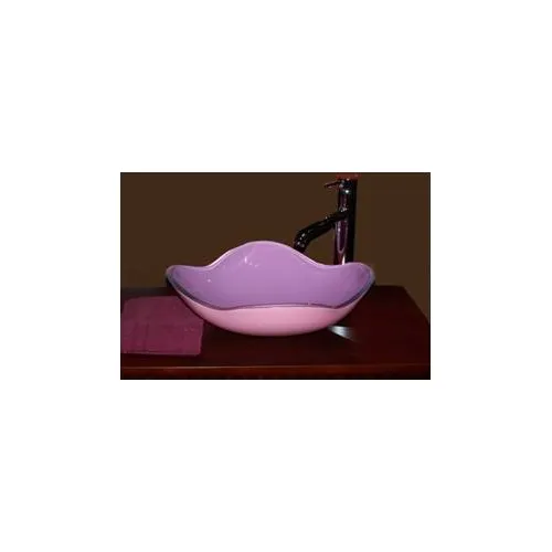 Pileta Bacha Baño De Vidrio Redonda Rosada Con Petalos 50905