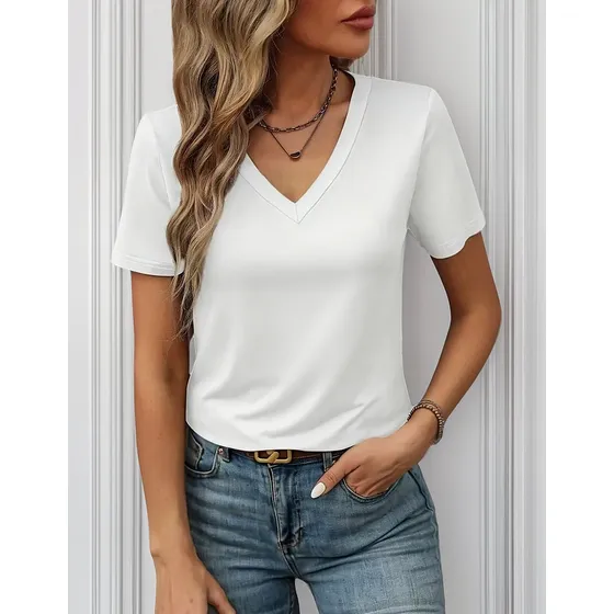 Polo Manga Corta Cuello V Algodón Pima Mujer