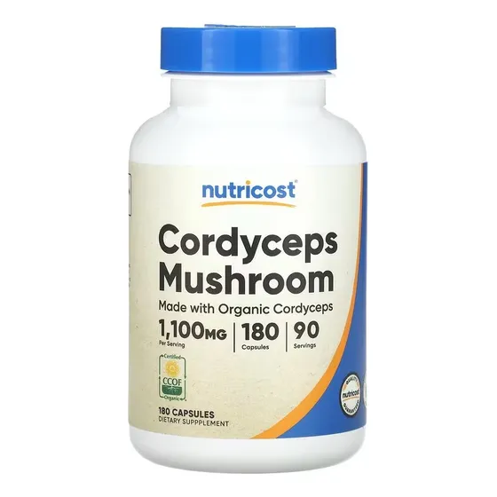 Nutricost Cordyceps Mushrooms 1100 Mg 180 Cápsulas Sabor Sin Sabor